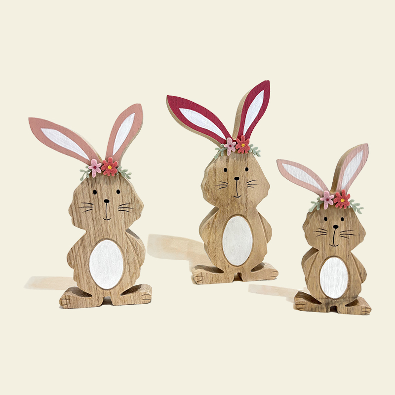 Conejitos de Pascua rojos para decoración de juego de soporte